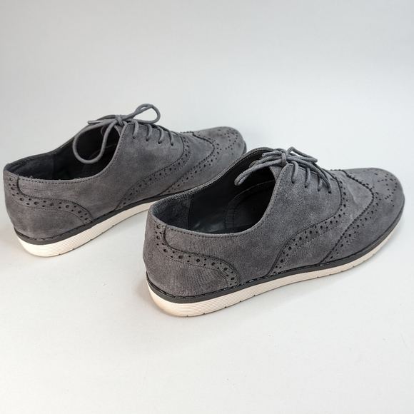 Chelsea Girl Grey Faux Suede Lace up Oxford Shoes Size 8 - Picture 4 of 9